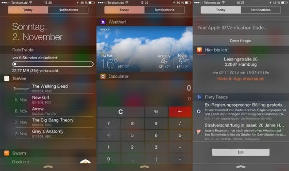 Für iOS 8 gibt es inzwischen etliche tolle Apps mit nützlichen Widgets. (Screenshot: Moritz Stückler)