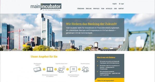 Der main incubator der Commerzbank ist der erste deutsche Startup-Inkubator mit einer Großbank als Anker-Investor. (Screenshot: main incubator)