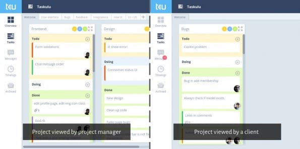 Trello-Alternative: Taskulu setzt auf rollenbasiertes Projektmanagement, Echtzeit-Kommunikation und Time-Tracking. (Screenshot: Taskulu)