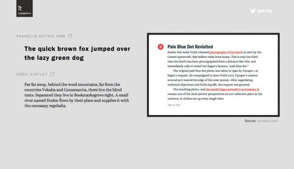 TypeGenius zeigt euch, welche Fonts gut harmonieren. (Screenshot: TypeGenius)