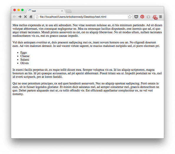 Nacktes HTML sieht unter ästhetischen Gesichtspunkten furchtbar aus. (Screenshot: Erik D. Kennedy)