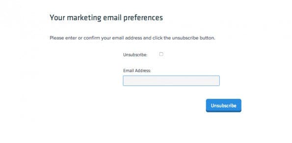 Newsletter-Marketing: So sollte eure Unsubscribe-Page besser nicht aussehen. (Screenshot: highspot.com)