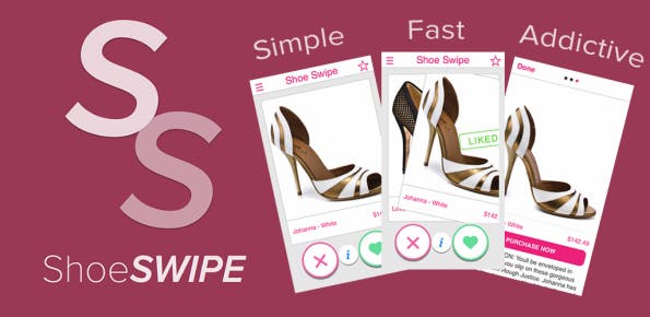 Das Tinder-Prinzip als Startup-Trend: Shoe Swipe. (Screenshot: t3n)