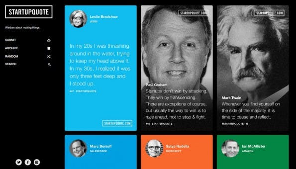 Startup Quote: Inspirierende Zitate für Gründer. (Screenshot: Startup Quote)