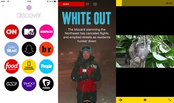 Snapchat Discover versorgt die 100 Millionen Nutzer des Messengers alle 24 Stunden mit neuen Nachrichten. (Screenshot: Snapchat)