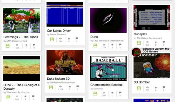 Internet Archive: Nur ein kleiner Ausschnitt des DOS-Spiele-Angebots (Screenshot: archive.org)