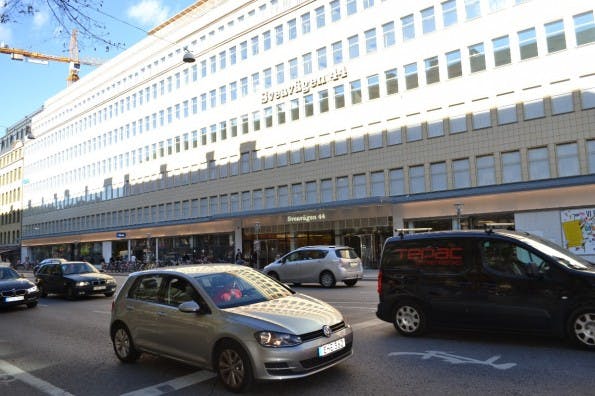 Klarna Headquarter in Stockholm: Haupteingang befindet sich unten links im Bild. (Foto: Jochen G. Fuchs)