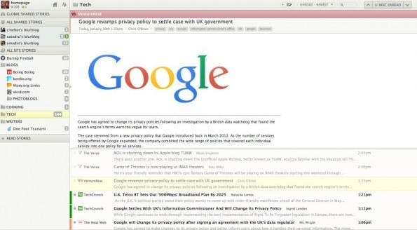 RSS-Reader: Das Web-Interface von NewsBlur ist nicht hübsch aber funktional. (Screenshot: NewsBlur)