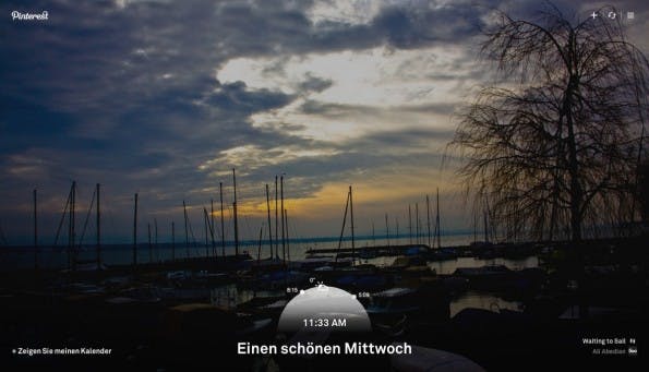Chrome: Pinterest verschönert nicht nur alle neuen Tabs, sondern zeigt auch Informationen zum Wetter und Termine aus eurem Kalender an. (Screenshot: Pinterest Tab)