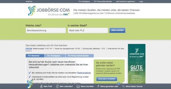 Schon kurz nach der Übernahme ist Jobbörse.com als Service von Xing gelabelt. (Screenshot: Jobbörse.com)