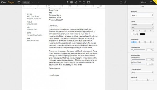 iWorks für iCloud: Die Web-Apps von Keynote, Pages und Numbers könnt ihr jetzt auch ohne Apple-Gerät nutzen. (Screenshot: Pages)