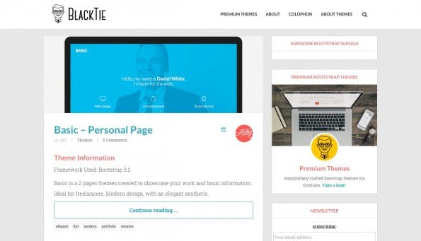 Das Blog-Layout macht die Suche nach kostenlosen Bootstrap-Themes leider nicht wirklich einfacher. (Screenshot: BlackTie)