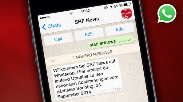 Unter anderem der SRF bietet ein WhatsApp-Abo für Nachrichten. (Bild: SRF)