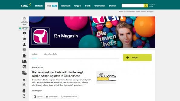 Xings neue News-Seiten. (Screenshot: Xing.de)