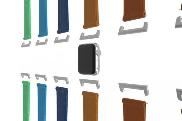 Mit Click könnt ihr herkömmliche Uhrenarmbänder mit der Apple Watch verwenden. (Grafik: Click)