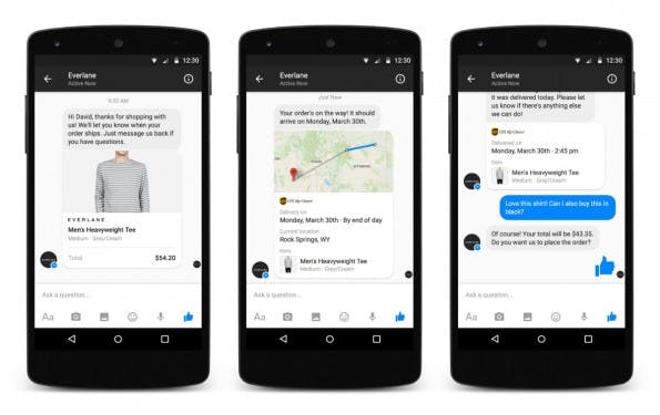 Facebook öffnet den Messenger für E-Commerce. (Screenshot: Facebook)