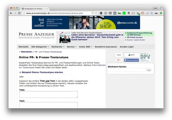 (Screenshot: t3n/ presseanzeiger.de)