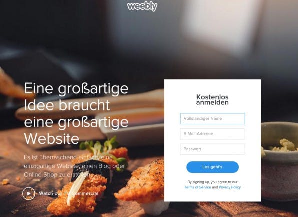 (Screenshot: weebly.com)