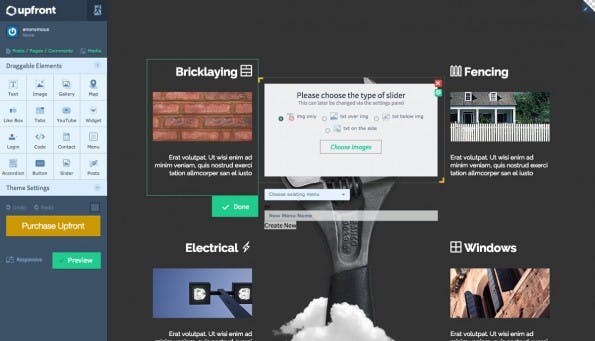 WordPress: Mit Upfront bearbeitet ihr das Frontend per Drag-and-Drop. (Screenshot: Upfront)