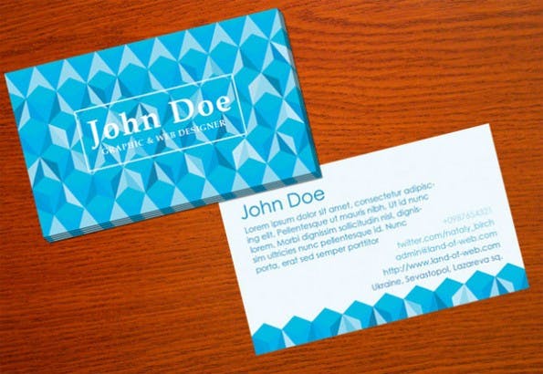 Visitenkarten - Blue Polygonal Business Card Template Set PSD
