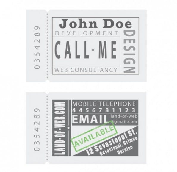 Visitenkarten - Ticket Style Business Card Template Set PSD