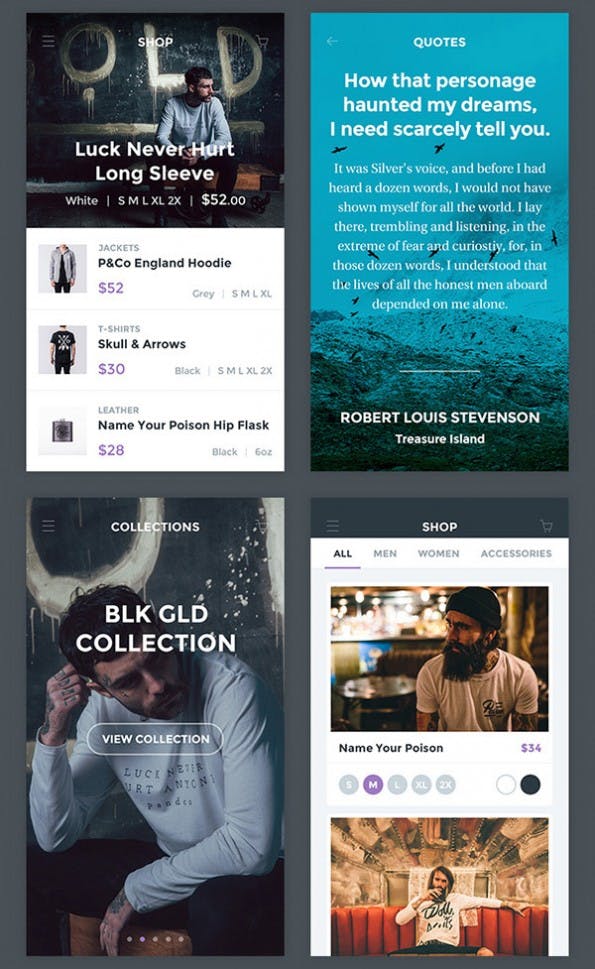 Mobiles UI-Kit „Ghost Ship UI Free“ (Screenshot: graphicburger.com).