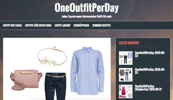 Jeden Tag eine neue Kleidungsvariation für modebewusste Frauen. (Screenshot: OneOutfitPerDay.de)