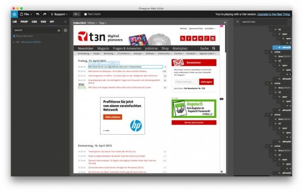 WordPress-Theme: Pinegrow hilft euch bei der Erstellung von Themes. (Screenshot: Pinegrow)