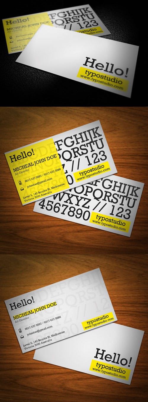 yellow-white-business-card - Visitenkarten