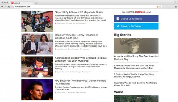 Medien wie Buzzfeed setzen hauptsächlich auf Schlagzahl. (Screenshot: Buzzfeed)