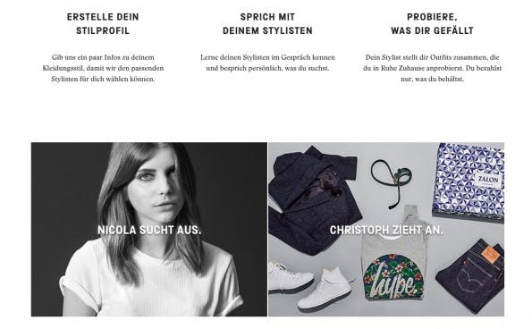 Bei Zalon von Zalando können sich Nutzer ihre persönlichen Stylisten je nach Anlass selbst aussuchen. (Screenshot: Zalon)