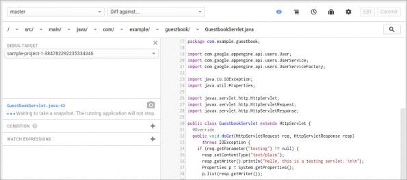 Cloud Source Repositories: Googles GitHub-Alternative integriert den Cloud-Debugger. (Screenshot: Google)
