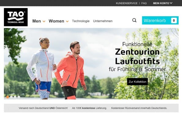 (Screenshot: Tao Sportswear)