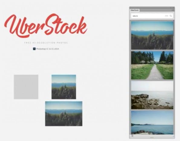 19-Dollar-Plugin Uberstock schaufelt kostenlose Stockfotos auf die Photoshop-Arbeitsfläche. (Screenshot: YouTube/Uberstock)