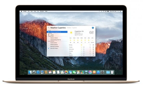 Spotlight versteht in El Capitan mehr semantische Befehle. Außerdem kann das Fenster verschoben und in der Größe geändert werden. (Bild: Apple.com)