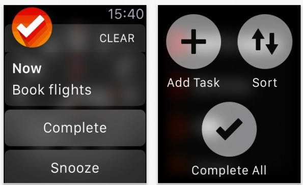 Clear: Der Task-Manager arbeitet auch mit der Apple Watch zusammen. (Screenshot: App-Store)