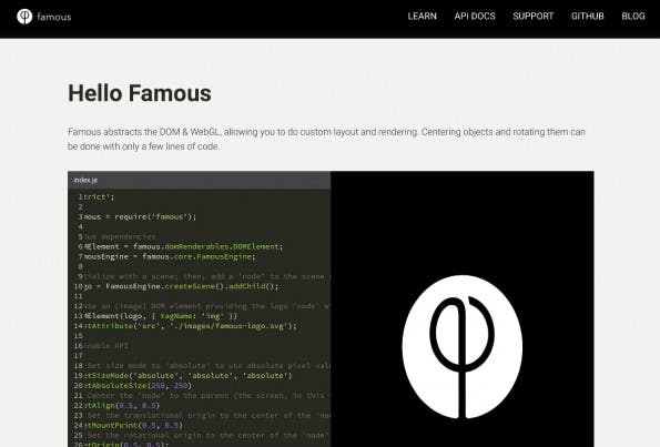 Für schwere Grafik-Applikationen: Famous. (Screenshot: Famous)