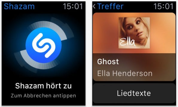 Auch Shazam arbeitet mit der Apple Watch zusammen. (Screenshot: App-Store)