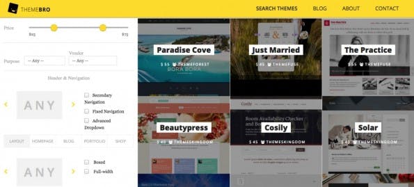 ThemeBro liefert eine simple Suchmaschine um schicke WordPress-Themes zu finden. (Screenshot: ThemeBro)