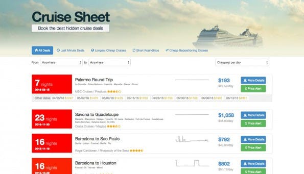 CruiseSheet: Für alle, die lieber auf dem offenen Meer arbeiten wollen. (Screenshot: CruiseSheet)