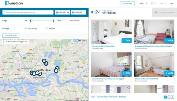 Unterkünfte für digitale Nomaden: Trotz des Namens richtet sich Uniplaces nicht nur an Studenten. (Screenshot: Uniplaces)