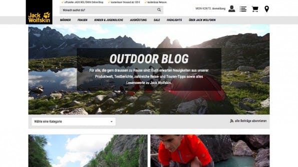 Gelungene Unternehmensblogs: Jack Wolfskin. (Screenshot: Jack Wolfskin)