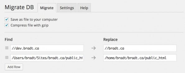 WordPress Migrate DB Plugin