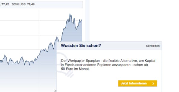 Pop-up auf maxblue.de (Screenshot: Marcel Licht)