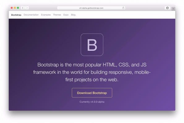 Bootstrap 4 ist derzeit in der vierten Alpha-Version verfügbar. (Screenshot: Bootstrap)