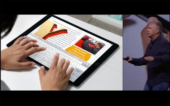 Das Apple iPad Pro bietet eine Display-Tastatur in voller Größe. (Quelle: Apple)