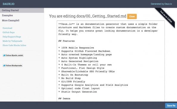DAUX mit seinem Inline-Editor. (Screenshot: DAUX.IO)