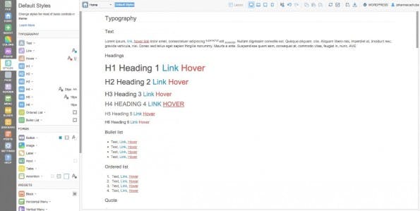 Der WYSIWYG-Editor von Themler besteht aus drei Spalten. In der mittleren können die Optionen eines Elements angepasst werden. (Screenshot: Themler)