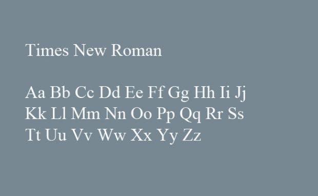 Die unbeliebtesten Schriftarten der Welt: Times New Roman. (Grafik: t3n.de)