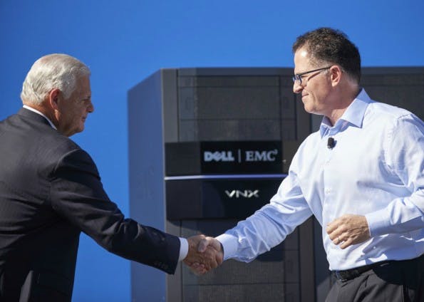 Der (bisher) größte der Tech-Deals: Michael Dell (rechts) schnappt sich EMC. (Bild: Dell)